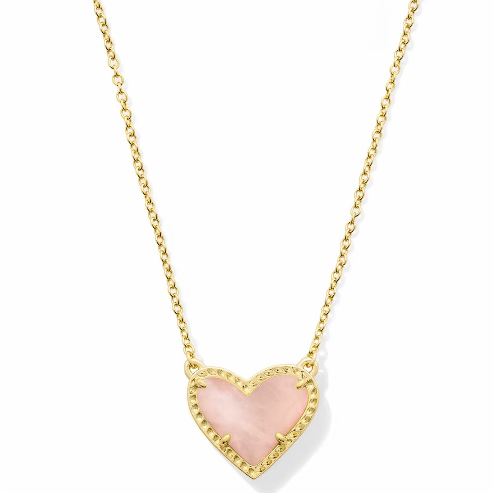 Kendra Scott Gold and Pink Heart Pendant Necklace